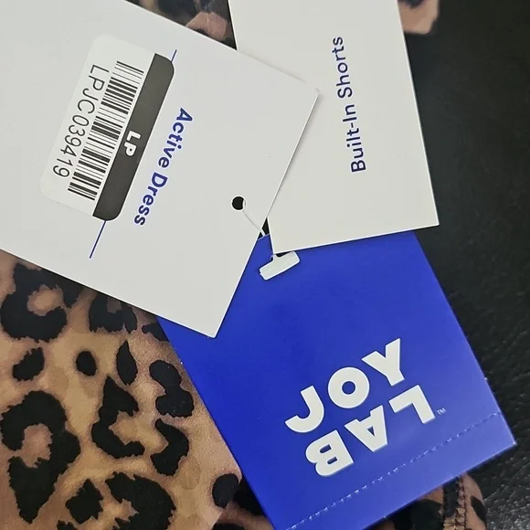 JoyLab Women's Knit Squareneck Slit Active Dress Leopard Print Built-in Shorts S - Picture 6 of 7